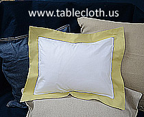 Baby Hemstitch Pillow Sham 12x16. White with Shadow Green border